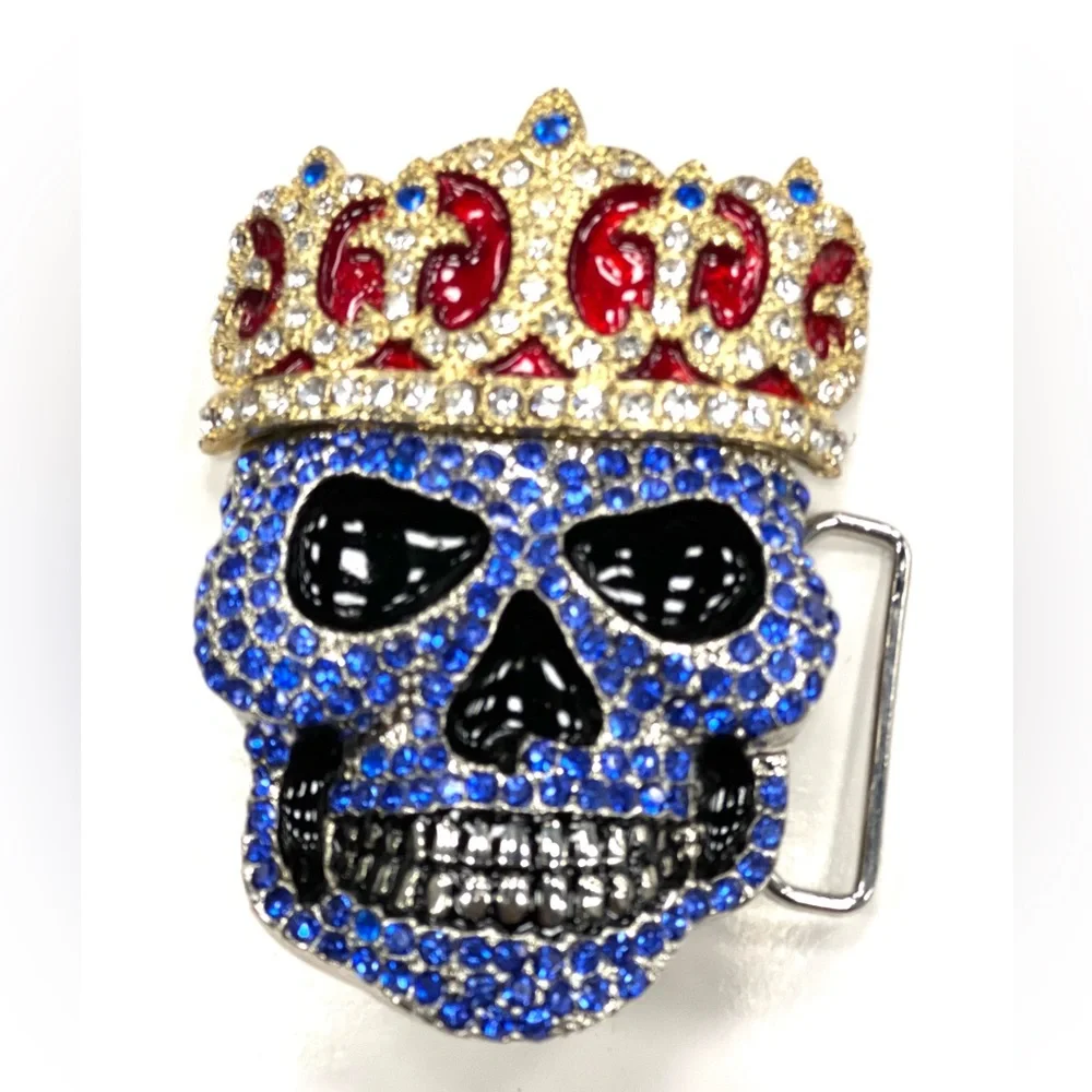 Mens Fashion Belt Buckle Rhinestone Skull